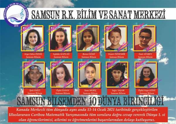 Matematikte 10 dünya birincisi Samsun BİLSEM'den 