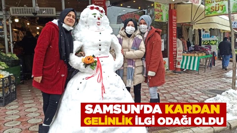 Samsun'da kardan gelinlik ilgi odağı oldu