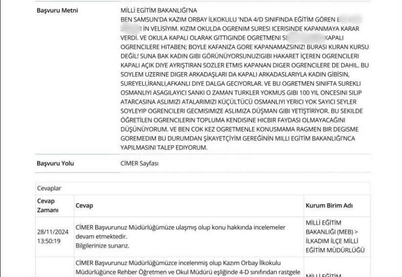 Samsun'da öğretmenden öğrenciye 'başörtüsü mobbingi' iddiası: Veli ve öğretmen karakolluk oldu