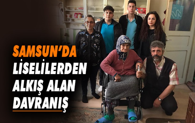 Samsun'da liseli gençlerden engelli vatandaşa tekerlekli sandalye