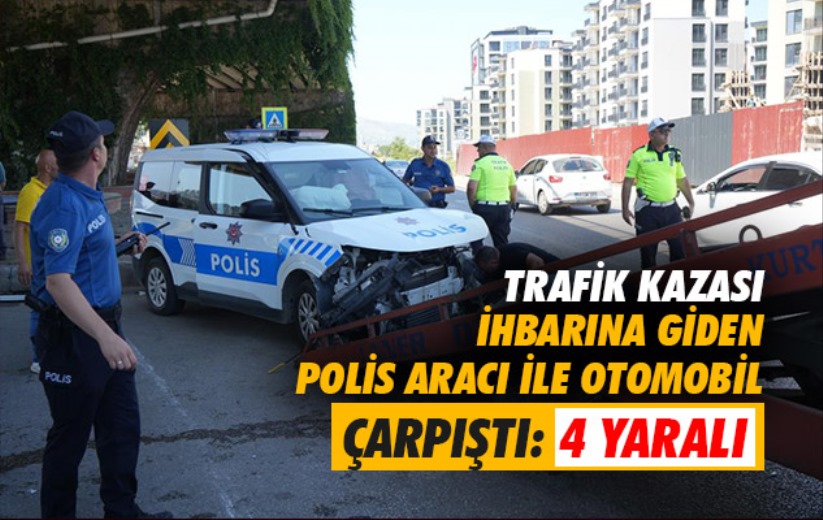 Samsun'da trafik kazası ihbarına giden polis aracı ile otomobil çarpıştı: 4 yaralı
