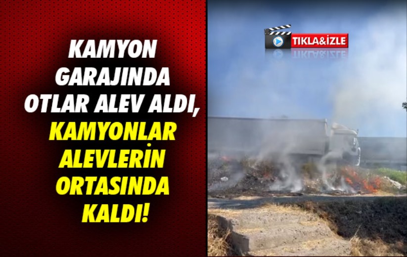 Samsun'da kamyon garajında otlar alev aldı, kamyonlar alevlerin ortasında kaldı!