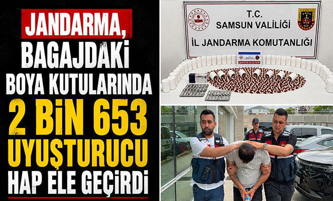 Jandarma, bagajdaki boya kutularında 2 bin 653 uyuşturucu hap ele geçirdi