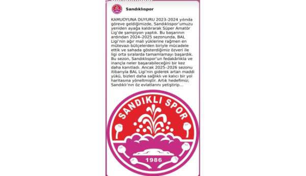 Sandıklıspor, BAL ligine katılmama kararı aldı