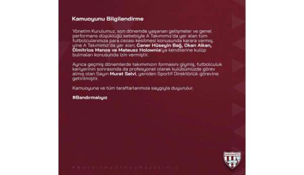 Bandırmaspor yönetiminden sporculara para cezası - Balıkesir haber