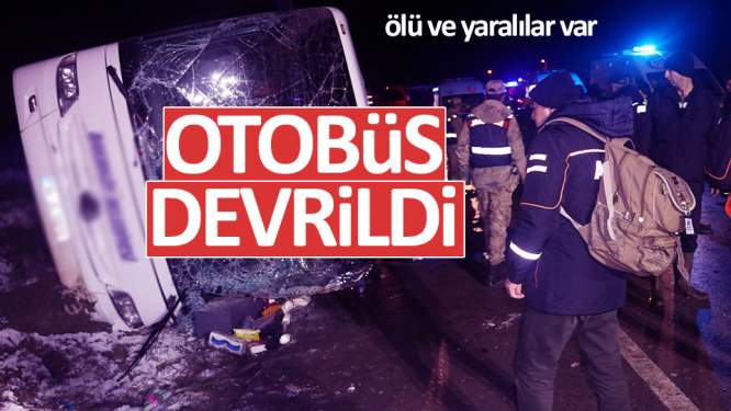 Amasya'da yolcu otobüsü devrildi