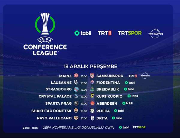 UEFA Konferans Ligi maçları TRT ve tabii'de