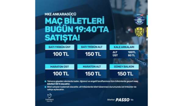 Adana Demirspor - MKE Ankaragücü maçının biletleri satışa çıkıyor