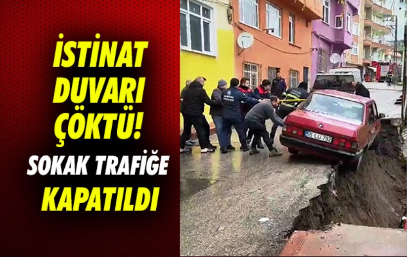 Samsun'da istinat duvarı çöktü, sokak trafiğe kapatıldı