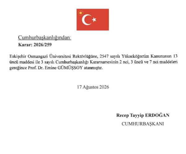 Eskişehir Osmangazi Üniversitesi'ne (ESOGÜ) yeni rektör atandı