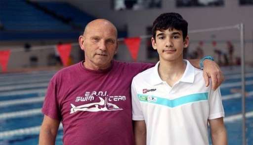 Kayseri'nin rekortmen yüzücüsü Yiğit Aslan ve Antrenörü Corrado milli takım kamp