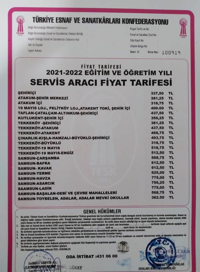 Samsun'da okul servisleri ilk kez 'ara zam' yaptı! İşte zamlı fiyatlar