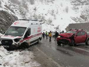 Artvin'de hasta taşıyan ambulans kaza yaptı: 2 yaralı
