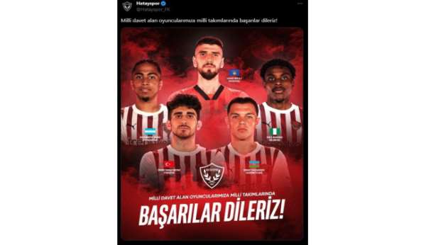 Hatayspor'da 5 futbolcuya milli davet