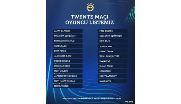 Fenerbahçe, yeni transferler Fred ve Cengiz Ünder'i UEFA listesine dahil etti