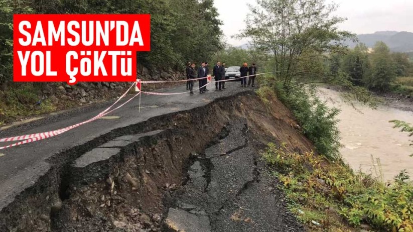 Samsun'da yol çöktü