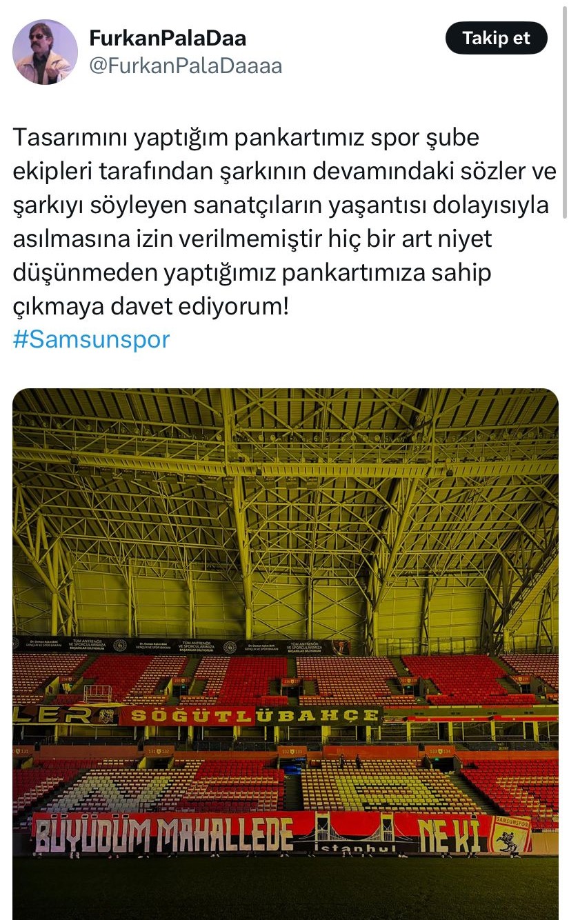 Samsunspor taraftarının pankart tepkisi