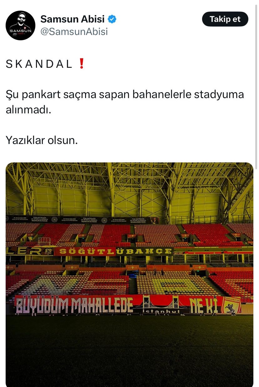 Samsunspor taraftarının pankart tepkisi