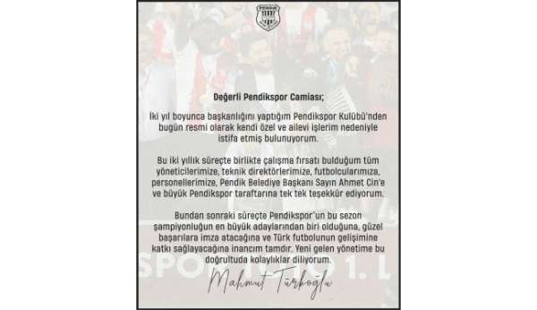 Pendikspor'da Başkan Mahmut Türkoğlu istifa etti