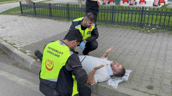 Elektrikli bisikletten düşen sürücü hastanelik oldu