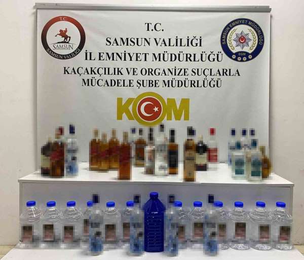 Samsun'da 28,1 litre sahte içki ve 35 litre etil alkol ele geçirildi