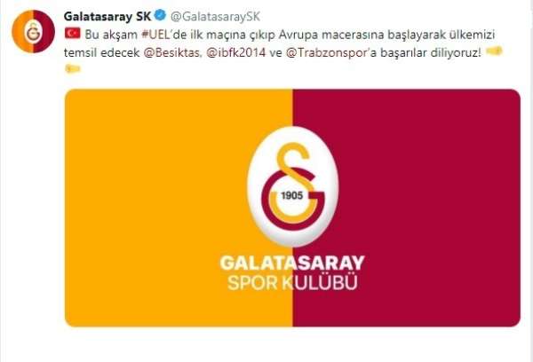 Galatasaray'dan Beşiktaş, Başakşehir ve Trabzonspor'a destek 