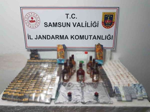 Samsun'da jandarma kaçak tütün mamülleri ve içki ele geçirdi