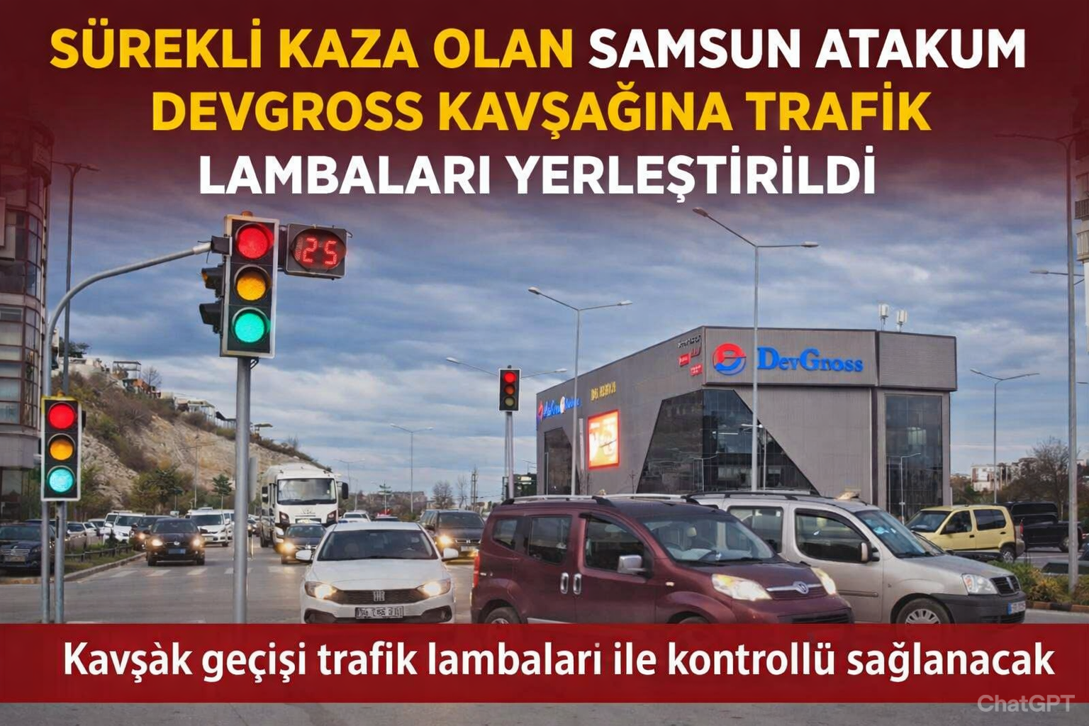 Atakum'daki 'Kaza Kavşağı'na Trafik Lambası Kuruldu