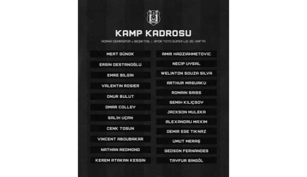 Beşiktaş'ın Adana Demirspor maçı kamp kadrosu belli oldu