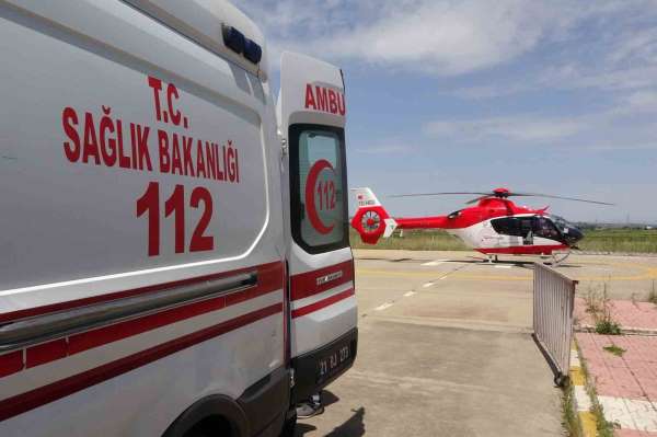 Diyarbakır'da ambulans helikopter, kaynar süt kazanına düşen çocuk için havalandı