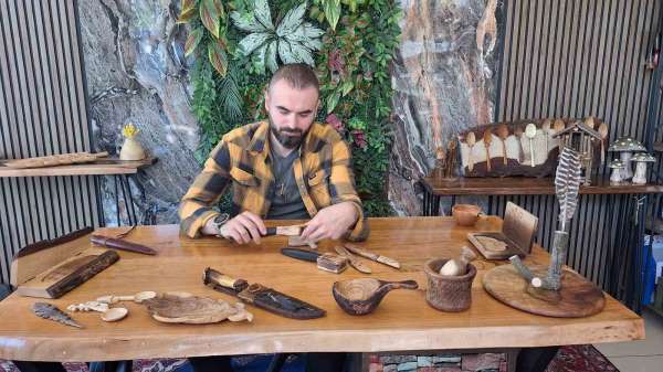 Hobisi işe dönüştü, Trabzon'dan dünyaya el emeği ahşap ürünler gönderiyor