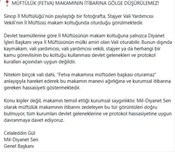 Müftülük makamı tartışması: 'Fetva makamına müftüden başkası oturamaz'