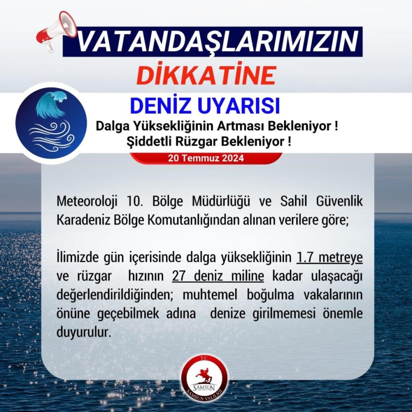 Samsun'da Karadeniz hırçınlaştı, 'denize girmeyin' uyarısı yapıldı