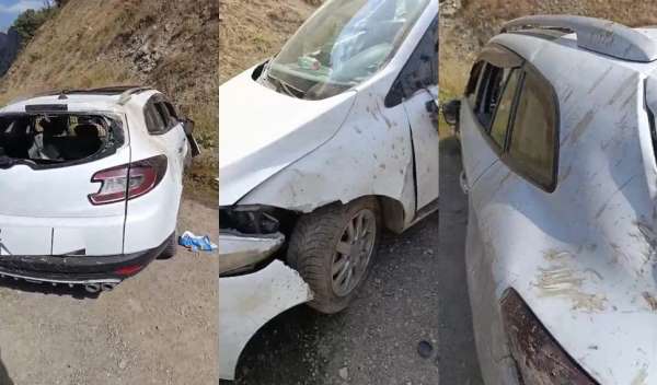 Hakkari'de kaya parçaları kazaya neden oldu