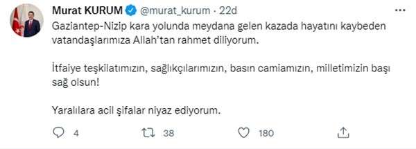 Bakan Kurum'dan, 2 İHA çalışanının vefat ettiği kazada hayatını kaybedenler için başsağlığı mesajı