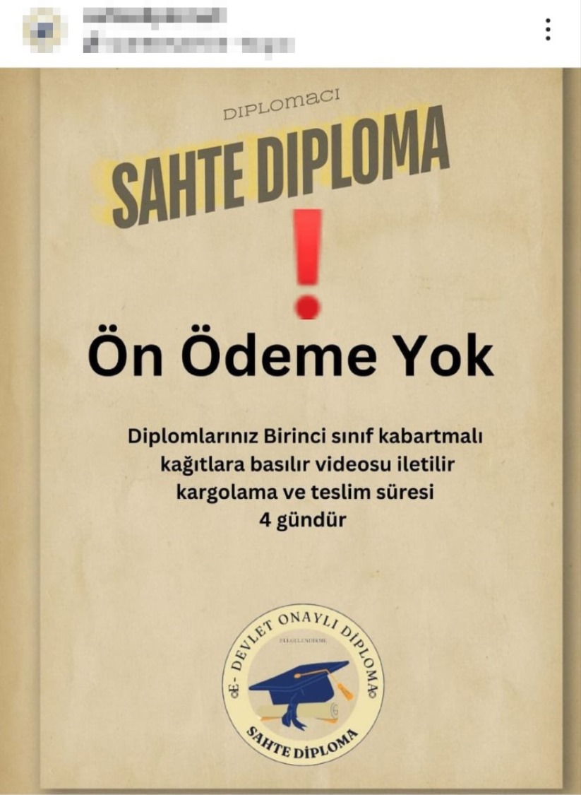 Sahte diploma sitesi açıp, 'dolandırıcılara inanmayın' paylaşımına dikkat