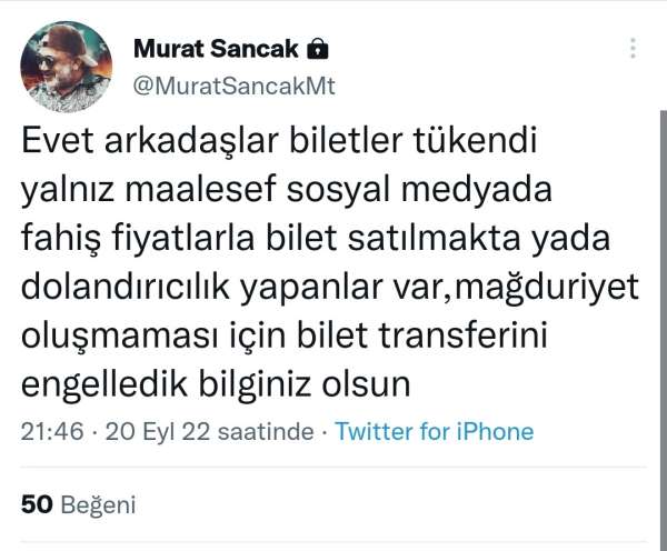 Murat Sancak'tan bilet açıklaması