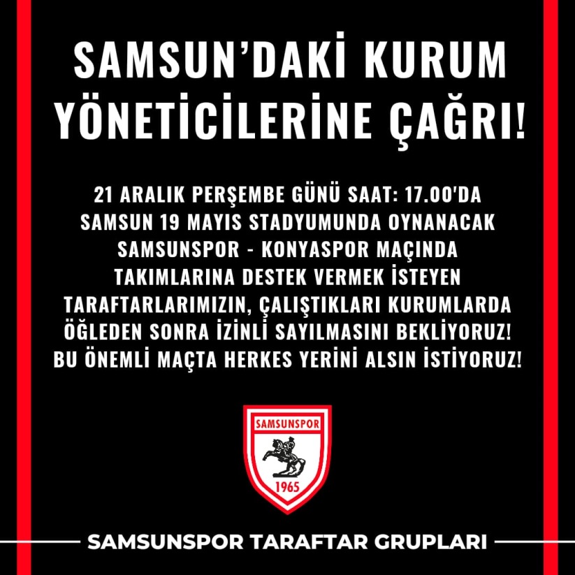 Samsunspor Taraftar Gruplarından kurum yöneticilerine çağrı