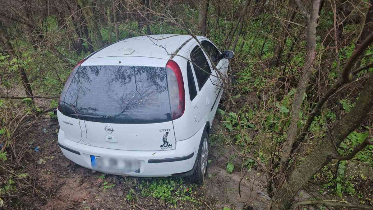 Bandırma'da kazaTabelaya çarptı, uçuruma yuvarlandı