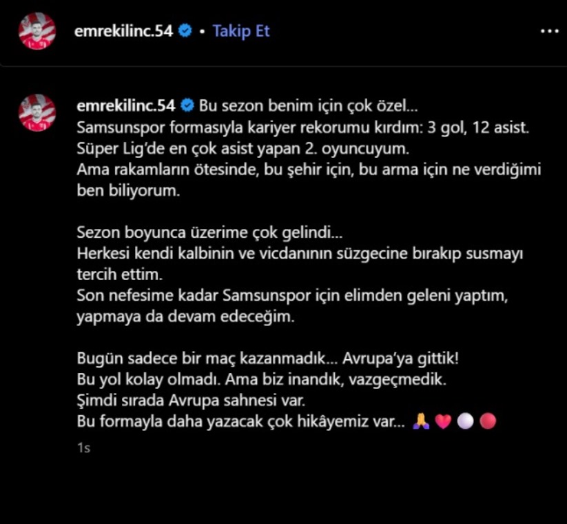 Emre Kılınç'tan Sezon Sonu Notu 