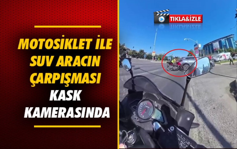 Samsun'da motosiklet ile SUV aracın çarpışması kask kamerasında