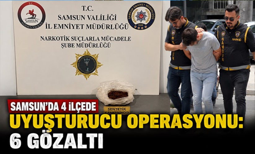 Samsun'da 4 ilçede uyuşturucu operasyonu: 6 gözaltı