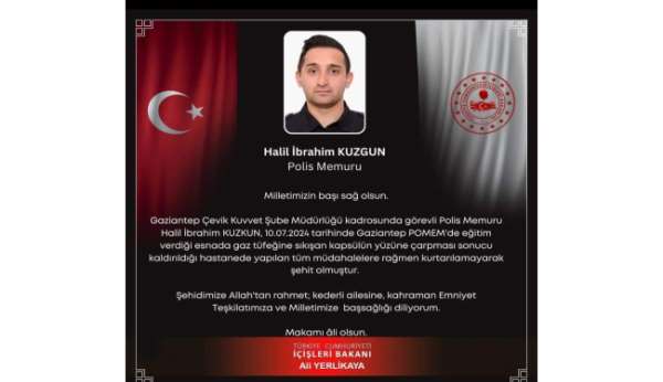 Eğitim sırasında yaralanan polis memuru şehit oldu