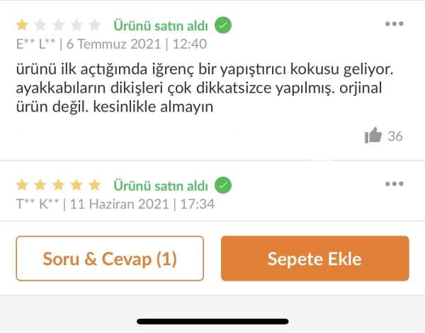 Trendyol'da satılan taklit ayakkabılar kullanıcıları çileden çıkartıyor