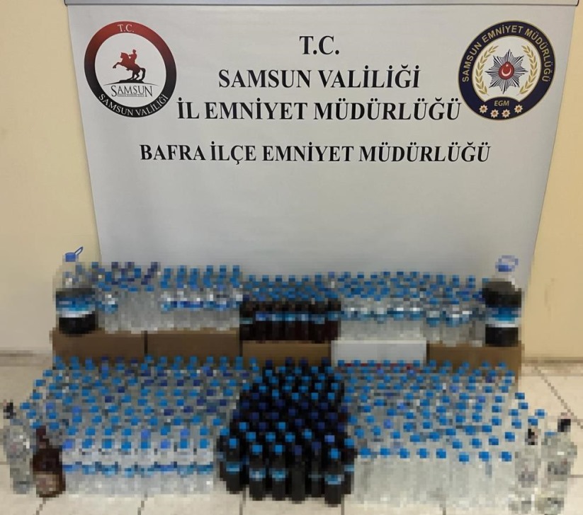 Samsun'da 220 litre kaçak içki ele geçirildi