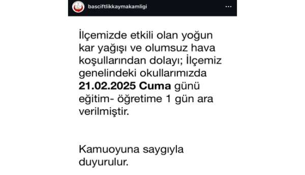 Başçiftlik ilçesinde eğitime kar engeli