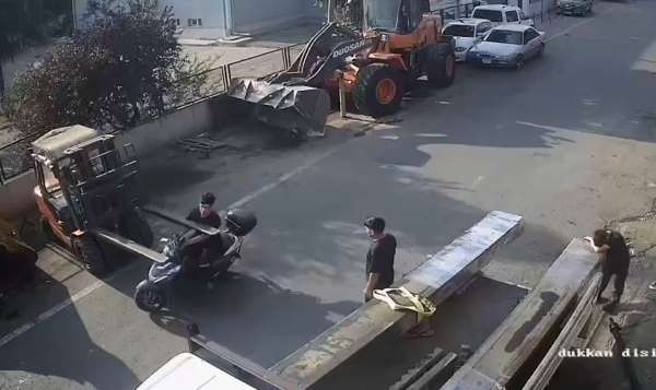 Tekirdağ'da pes dedirten kaza: Motosikletli forkliftin demir ayaklarına çarptı