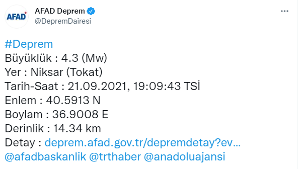 Samsun'da deprem oldu!