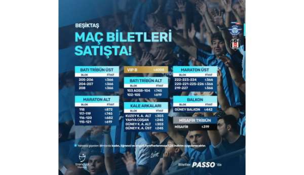 Y. Adana Demirspor - Beşiktaş maçının biletleri satışta