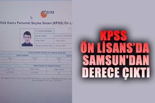 KPSS Ön Lisans sonuçları açıklandı Samsun'da derece çıktı